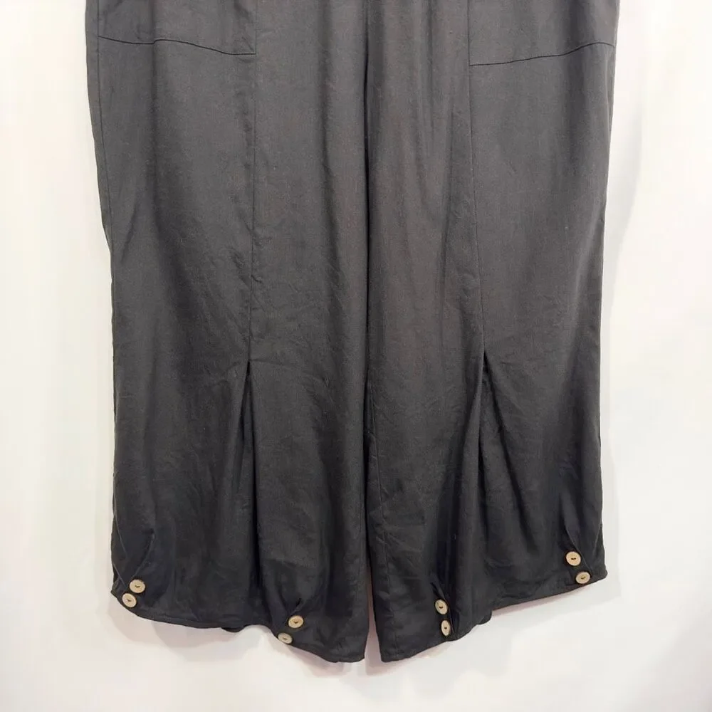Soft Surroundings‎ Large Capri Pants Black Linen Crop Elastic Waist Pull On 890